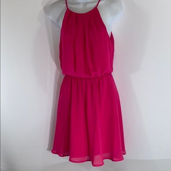 Lush Hot Pink Halter Dress Size Small - Picture 5 of 14